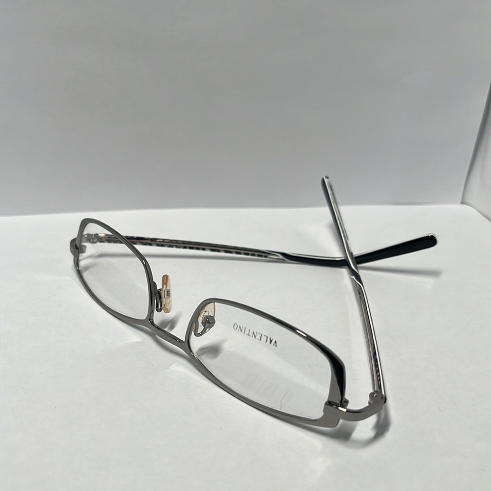 VALENTINO 5255 007L SHINY SILVER FRAME ZEBRA TEMPLES CLEAR LENSES OEM NEW